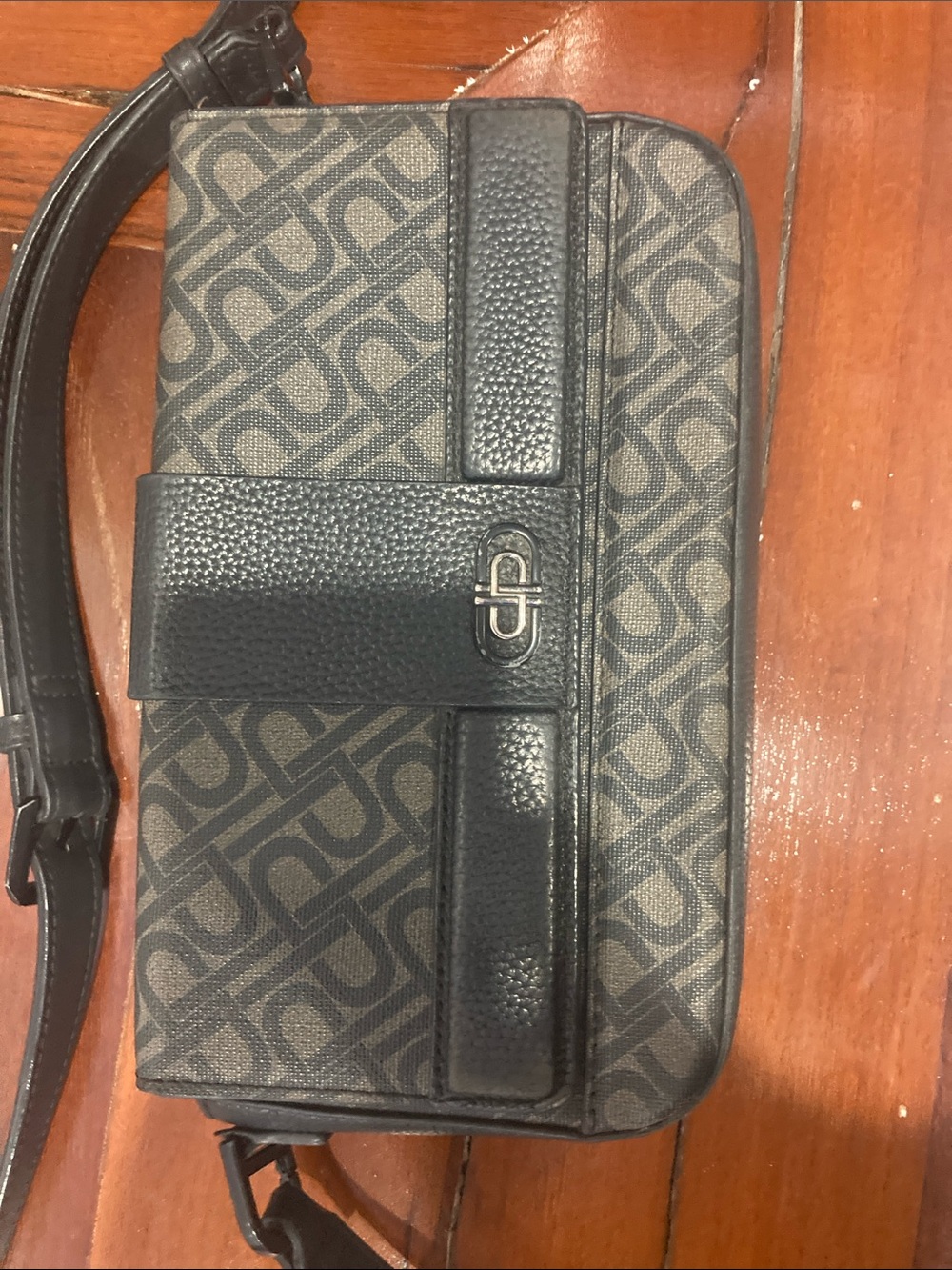 Black Patterned Crossbody Bag for Men - Designer-Inspired